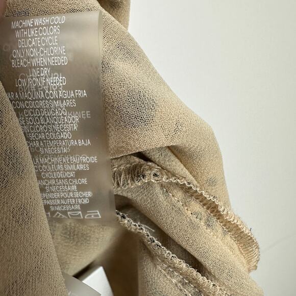 Calvin Klein Blouse Printed Chiffon Collared Button Up Beige Lightweight 3X NWT - Picture 10 of 12